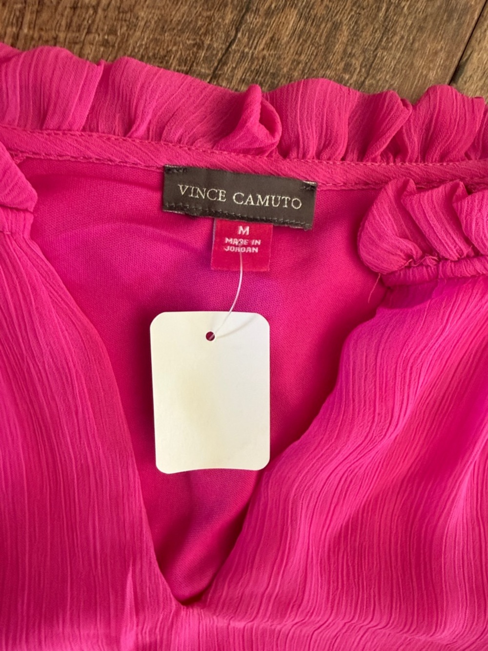 Vince Camuto Hot Pink Long Sleeve Tiered Beach Dress - Picture 2 of 5